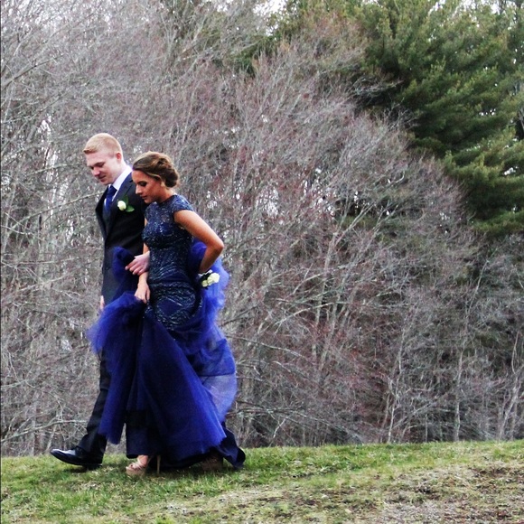 Navy Sherri Hill Prom Dress - Picture 6 of 8